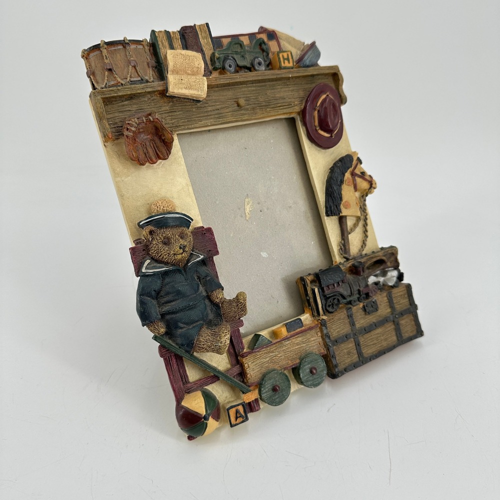 Figi Graphics 1998 Vintage 3D Resin Toy Theme 3x5 Picture Frame Teddy Bear Train